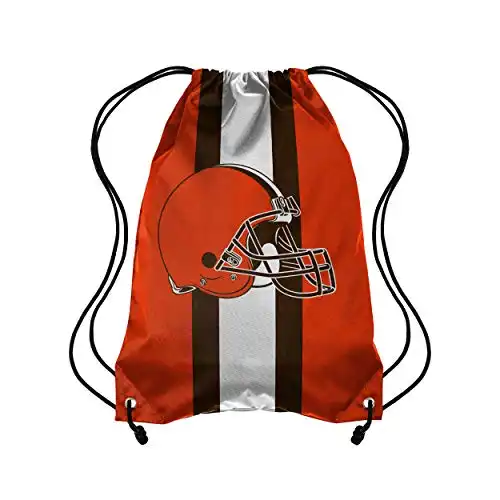 Forever Collectibles NFL Cleveland Browns Team Stripe Drawstring Backpack BagTeam Stripe Drawstring Backpack Bag, Black, 19" x 14"