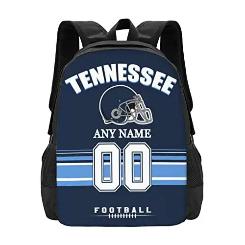 Tennessee Backpack Custom Football Sport Backpacks, Customized Personalized Name And Number Backpack Travel Bag Gifts For Fans Men Women 17in